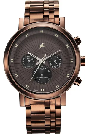 Fastrack Kronos Multifunction Brown Dial Stainless Steel Strap Watch for Guys
