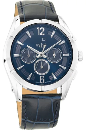 XYLYS Swiss Multifunction Blue Leather Strap Blue Dial Watch For Men