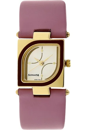 Sonata Quartz Analog Silver Dial Leather Strap Watch for Women