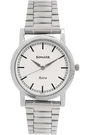 Sonata Quartz Analog White Dial Stainless Steel Strap Watch for Men