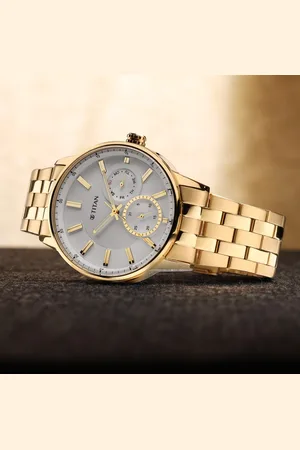 Titan Quartz Analog White Dial Stainless Steel Strap Watch for Men