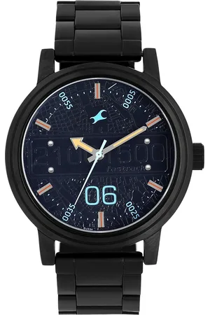 Fastrack Road Trip Quartz Analog Black Dial Stainless Steel Strap Watch for Guys