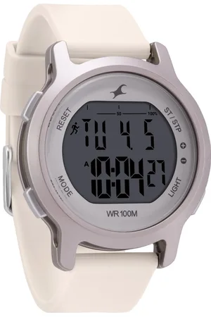 Fastrack Street Line Digital Dial Beige Silicone Strap Watch for Girls