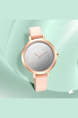 Fastrack Style Up Silver Dial Leather Strap Watch for Girls