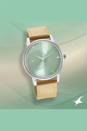 Fastrack Stunners Quartz Analog Green Dial Leather Strap Watch for Guys