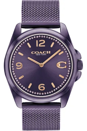 Coach Quartz Analog Purple Dial Stainless Steel Strap Watch for Women