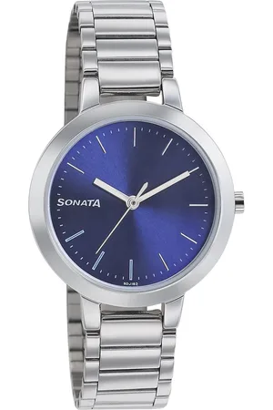 Sonata Quartz Analog Blue Dial Stainless Steel Strap Watch for Women