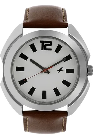 Fastrack Quartz Analog White Dial Leather Strap Watch for Guys