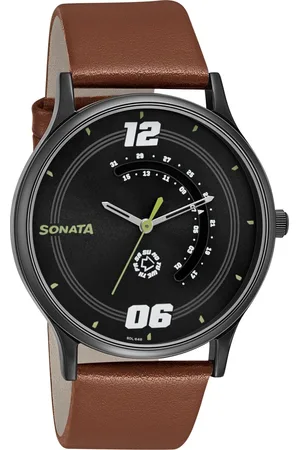 Sonata RPM Quartz Analog with Day and Date Grey Dial Leather Strap Watch for Men