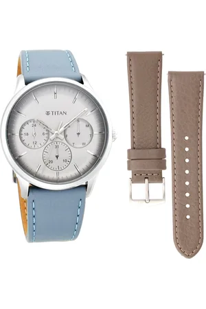 Titan Quartz Multifunction Grey Dial Leather Strap Watch for Men
