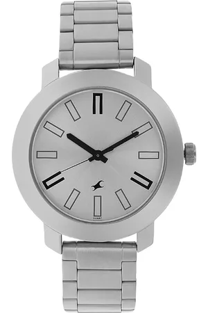 Fastrack Quartz Analog Silver Dial Stainless Steel Strap Watch for Guys