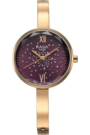Titan Raga Showstopper Quartz Analog Purple Dial Metal Strap Watch for Women