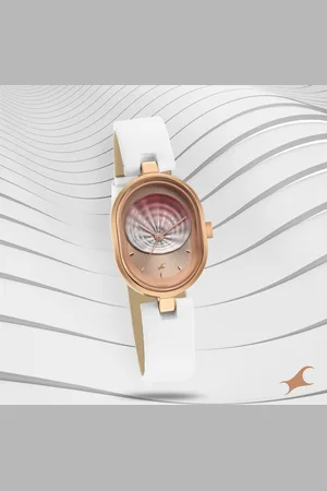 Fastrack Uptown Retreat Quartz Analog Pink Dial Leather Strap Watch for Girls