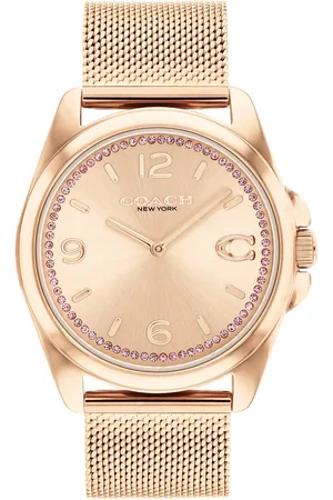 Coach Quartz Analog Rose Gold Dial Stainless Steel Strap Watch for Women