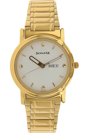 Sonata Quartz Analog White Dial Stainless Steel Strap Watch for Men