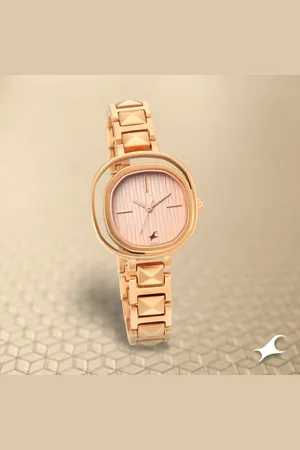 Fastrack Opulence Quartz Analog Rose Gold Dial Metal Strap Watch for Girls