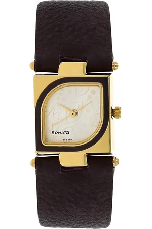 Sonata Quartz Analog Silver Dial Leather Strap Watch for Women