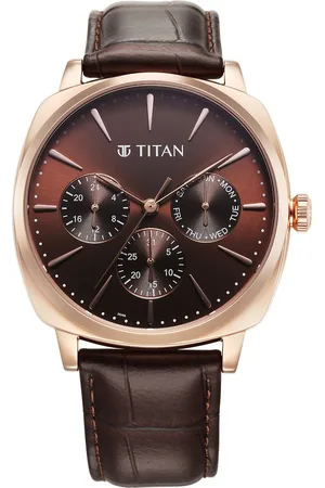 Titan Classique Suave Quartz Brown Dial Brown Leather Strap Watch for Men