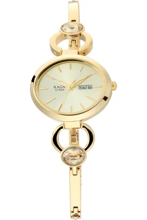 Titan Raga Viva Champagne Dial Analog with Day and Date Metal Strap watch for Women