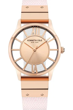 Kenneth Cole Quartz Analog Rose Gold Dial Leather Strap Watch for Women