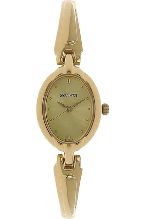 Sonata Quartz Analog Champagne Dial Metal Strap Watch for Women