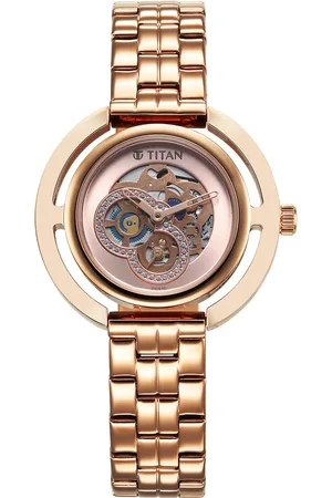 Titan Purple Abstract Quartz Analog Rose Gold Stainless Steel Strap for Women