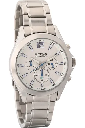 Titan Quartz White Dial Silver Stainless Steel Strap Watch For Men