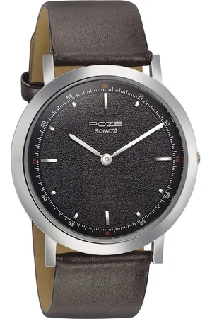 Sonata Poze Quartz Analog Blue Dial Leather Strap Watch for Men