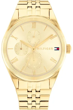Tommy Hilfiger Quartz Analog with Date Champagne Dial Stainless Steel Strap Watch for Women