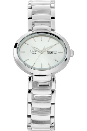 Titan Raga Viva Silver Dial Analog with Day and Date Metal Strap Watch for Women
