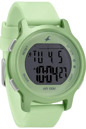 Fastrack Street Line Digital Dial Green Silicone Strap Watch for Girls
