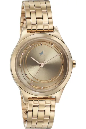 Fastrack Style Up Golden Dial Stainless Steel Strap Watch for Girls