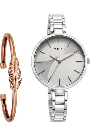 Titan Purple Stackables Quartz Analog Two Toned Dial Stainless Steel Strap Watch for Women