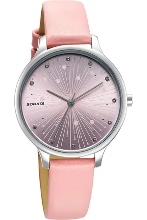 Sonata Blush Quartz Analog Pink dial Leather Strap Watch for Women