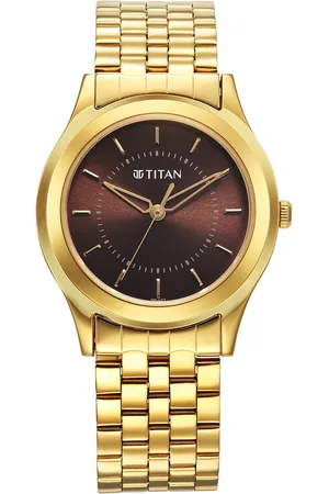Titan Karishma Zing Quartz Analog Brown Dial Stainless Steel Strap Watch for Men