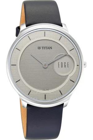 Titan Edge Slim Leather Strap Grey Dial Analog Watch for Men