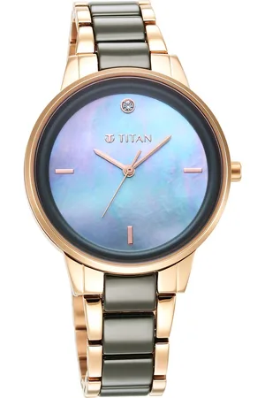 Titan Purple Ceramics Green Dial Analog Steel and Ceramic Strap watch for Women