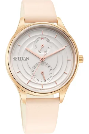 Titan Neo Workdays Silver Dial Women Watch With Leather Strap