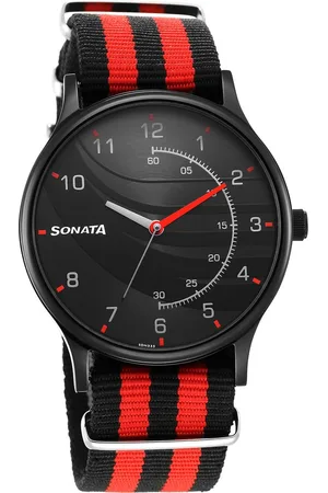 Sonata RPM Black Dial Plastic Strap Watch for Men