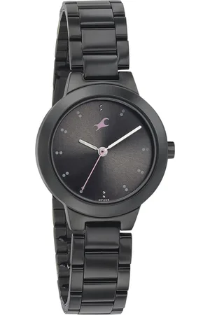 Fastrack Pulse Quartz Analog Black Dial Stainless Steel Strap Watch for Girls