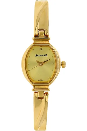 Sonata Quartz Analog Champagne Dial Metal Strap Watch for Women
