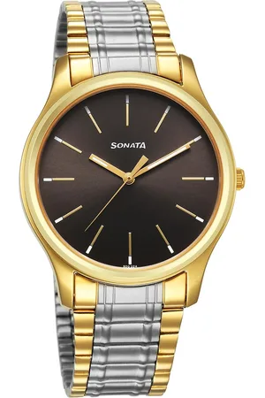 Sonata Traditional Essentials Quartz Analog Grey Dial Stainless Steel Strap Watch for Men