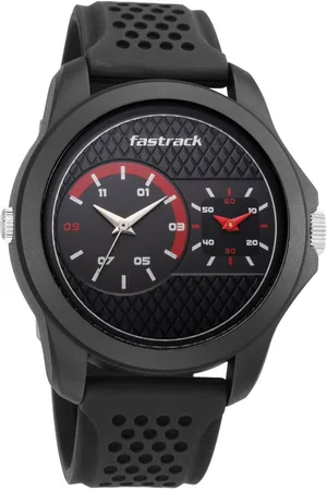 Fastrack Dual Time Quartz Analog Black Dial Silicone Strap Watch for Guys