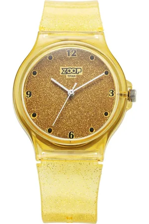 Titan By Titan Glitter Quartz Analog Yellow Dial Polyurethane Strap Watch for Kids