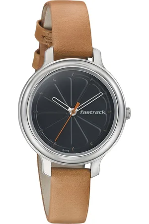 Fastrack Quartz Analog Black Dial Leather Strap Watch for Girls