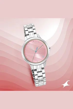 Fastrack Stunners Quartz Analog Pink Dial Metal Strap Watch for Girls