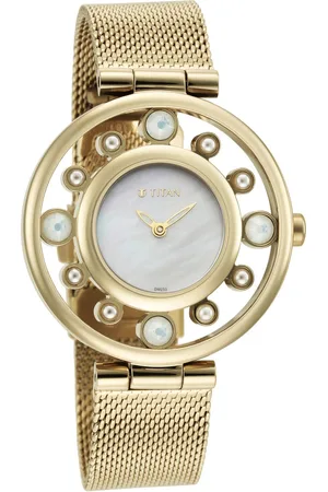 Titan Purple Unending Beauty Mother Of Pearl Dial Women Watch With Stainless Steel Strap