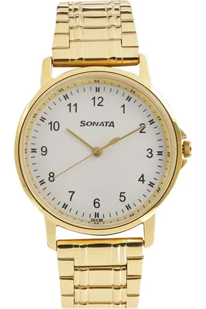 Sonata Quartz Analog White Dial Stainless Steel Strap Watch for Men