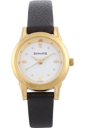 Sonata Quartz Analog White Dial Leather Strap Watch for Women