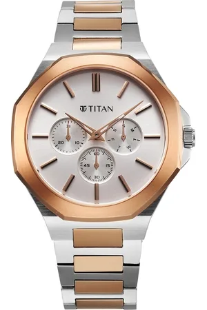 Titan Classic Slim Multifunction Multifunction Silver Dial Multicoloured Stainless Steel Strap Watch For Men